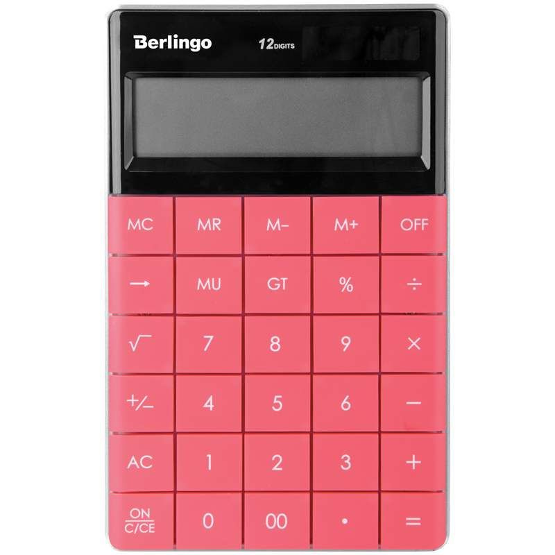 Калькулятор настольный Berlingo "Power TX", 12 разр., двойное питание, 165*105*13мм, темно-розовый (арт. #1
