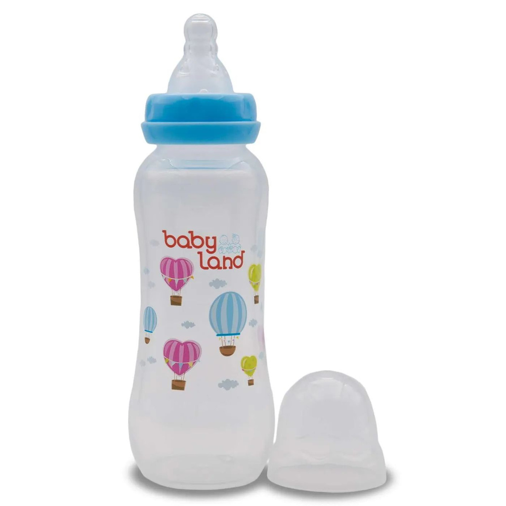 Бутылочка Baby Land 240мл с силиконовой соской голубой #1