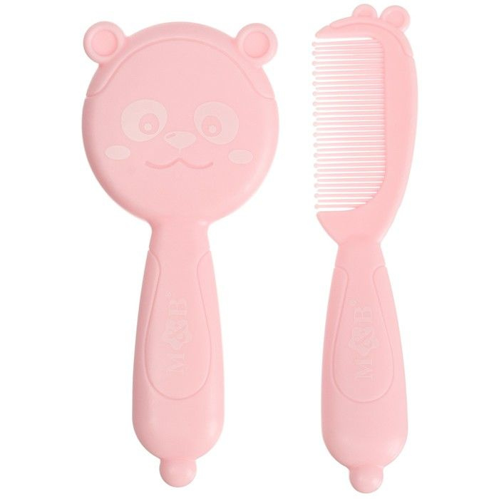 Набор для ухода за волосами: расческа и щетка Мишка, цвет розовый  #1