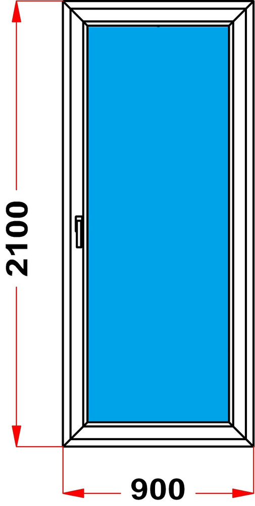 Балконная дверь из профиля Grunder 60 мм (2100 x 900) 60, с поворотно-откидной створкой, стеклопакет #1