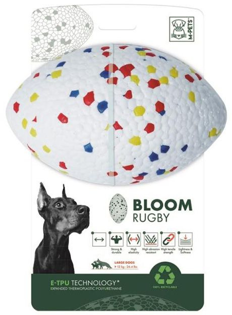 M-Pets Игрушка Bloom Rugby мяч для собак, пищевой материал, разноцветная, 14х9х7 см  #1