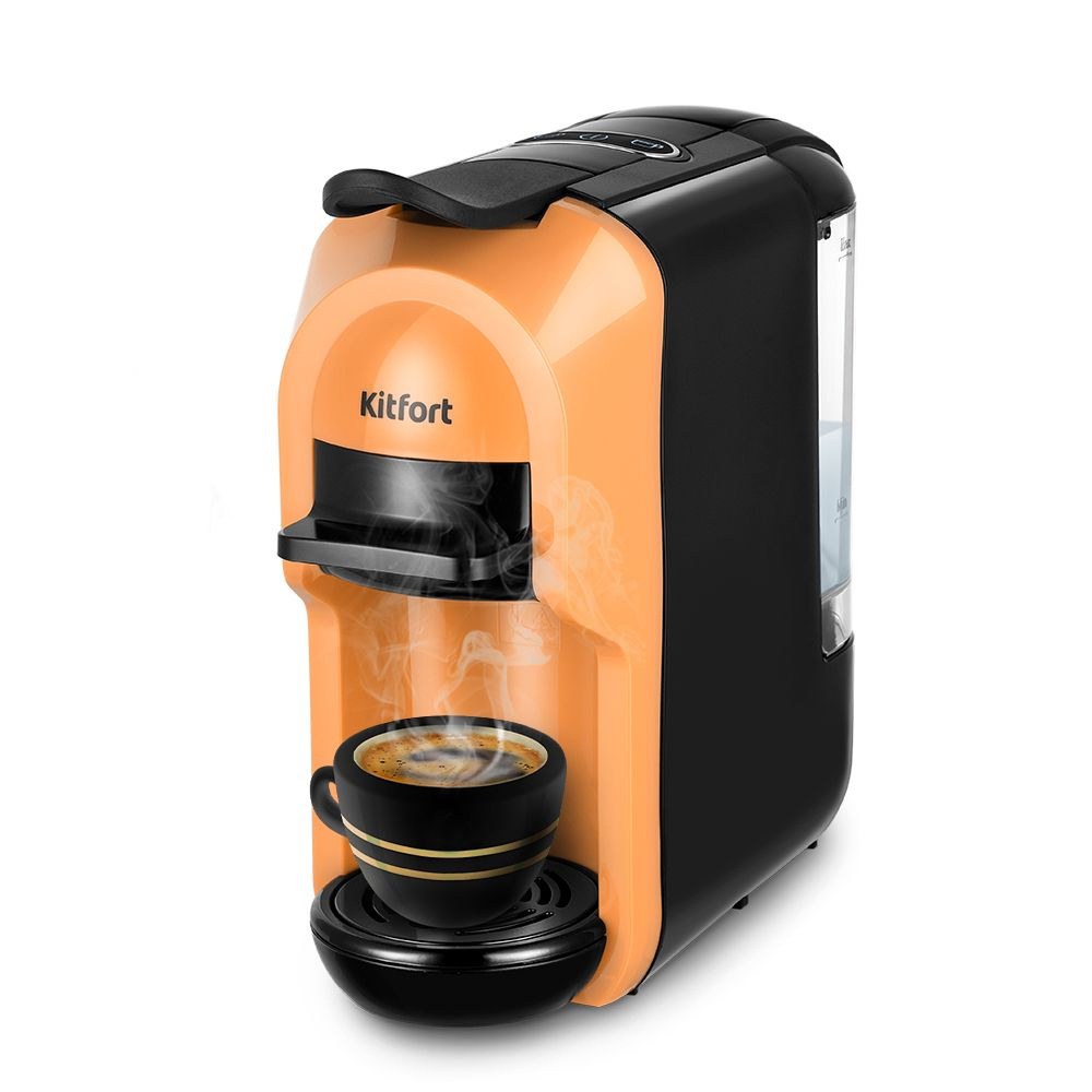 Капсульная кофемашина КТ-7404, черный, оранжевый #1