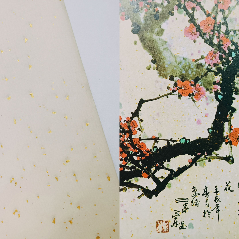 Кремовая рисовая бумага шэнсюань для восточной живописи и каллиграфии (35*134 см, 5 листов)  #1