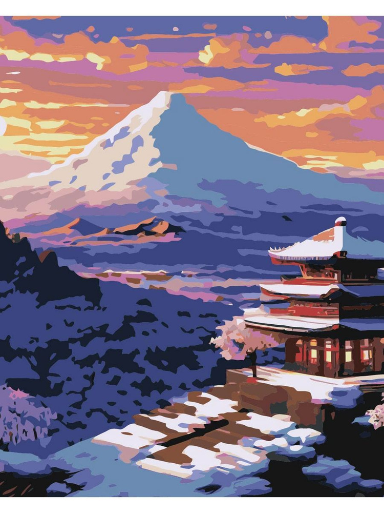 Картина по номерам величественный вулкан на холсте с деревянным подрамником размер 40х50, акриловые краски, #1