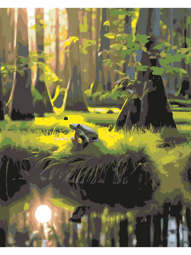 Картина по номерам лес природа на холсте с деревянным подрамником размер 40х50, акриловые краски, кисточки, #1