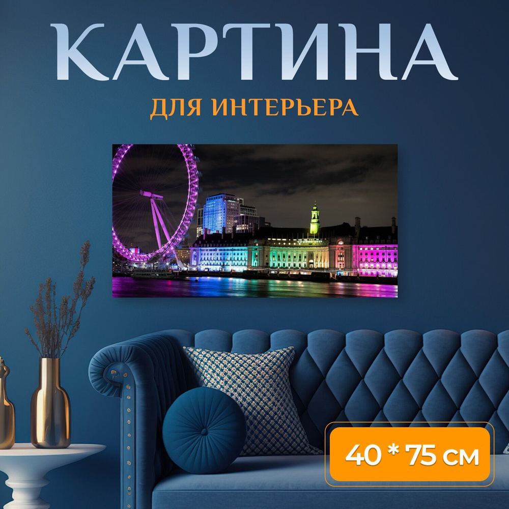 LotsPrints Картина "Лондон, ночь, город 67", 75  х 40 см #1