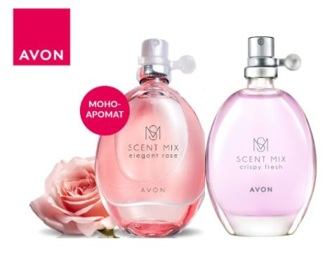 AVON Набор 2х30 мл Scent Mix Elegant Rose+Crispy Fresh (Роза+Ревень) Туалетная вода женская, 60 мл, Эйвон/Сцент #1