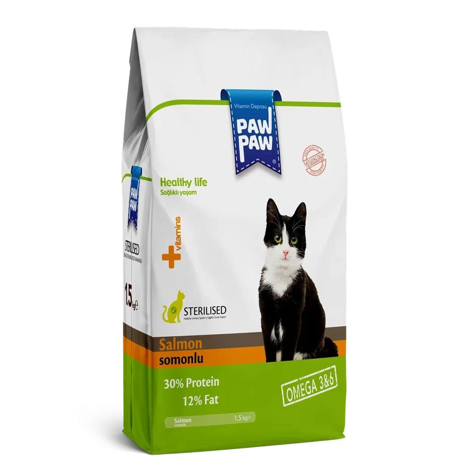 Pawpaw сухой корм для кошек Sterilised Cat Food with Salmon, 1,5кг 1 шт #1