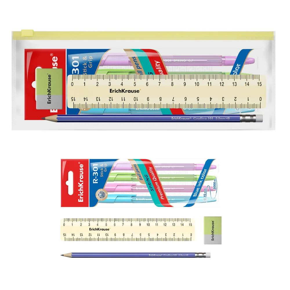 Канцелярский набор в zip-пакете ErichKrause Pastel, желтый #1