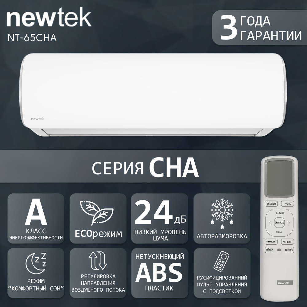 Сплит-система NewTek NT-65CHA09, для помещения до 26 кв.м. #1
