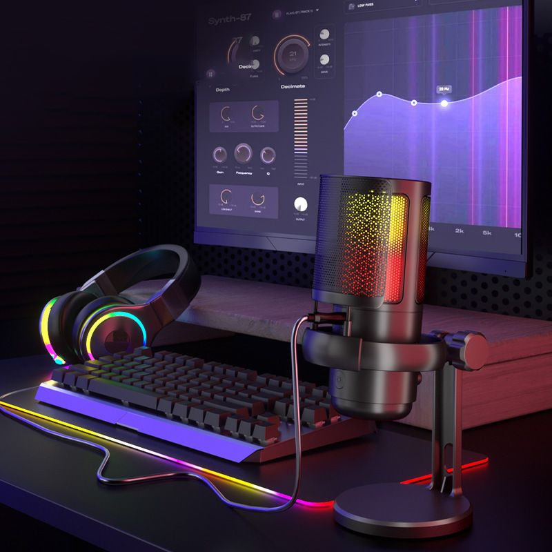 Конденсаторный RGB USB-микрофон AmpliGame ME6P микрофон для компьютера игровой для стрима , студийный #1