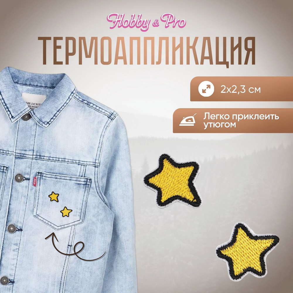 Термоаппликация, термонаклейка для одежды Звездочки, 2*2,3 см, Hobby&Pro  #1