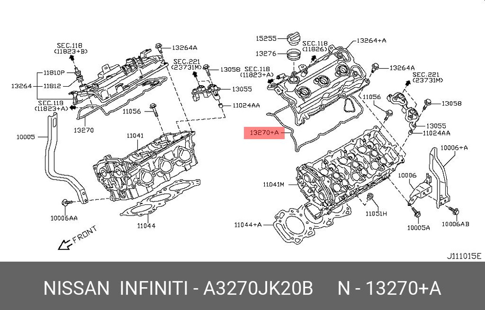 Nissan Прокладка двигателя, арт. A3270-JK20B, 1 шт. #1