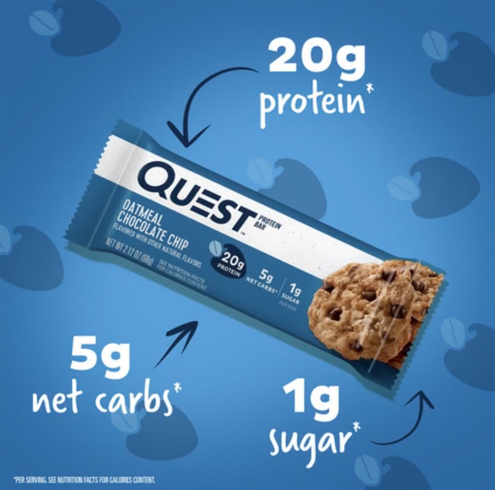 Протеиновый батончик Quest Protein Bar Oatmeal Chocolate Chips 60 грамм. #1
