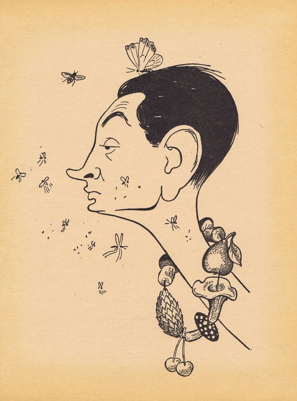 Поэт Александр Александрович Коваленков. Портрет, карикатура, шарж. Антикварная цинкография. СССР, 1956 #1