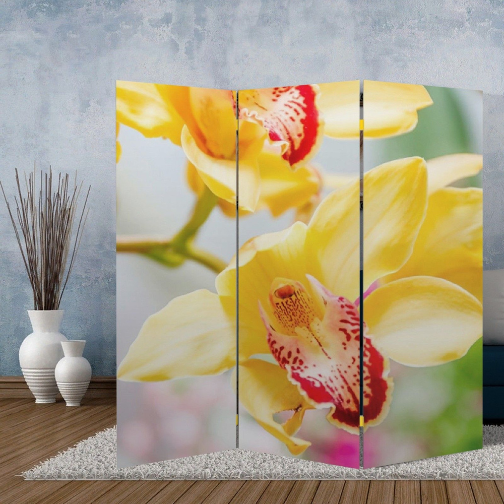 Интерьерная ширма-перегородка "Орхидеи", 150 x 160 см #1