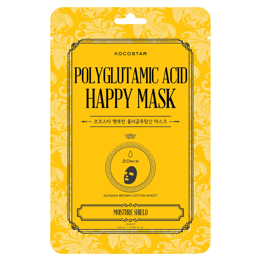 Антивозрастная маска для лица с полиглутаминовой кислотой KOCOSTAR POLYGLUTAMIC ACID HAPPY MASK 23мл #1