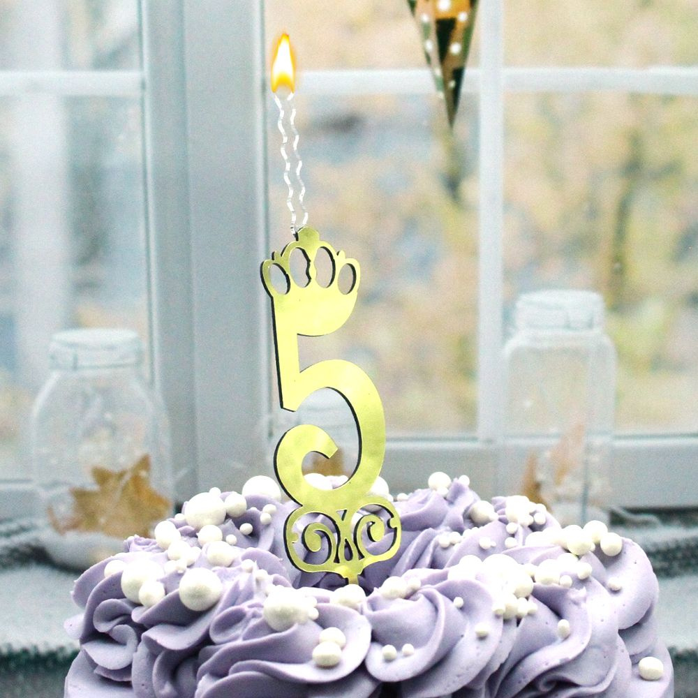 Свеча для торта цифра "5", цвет золото #1