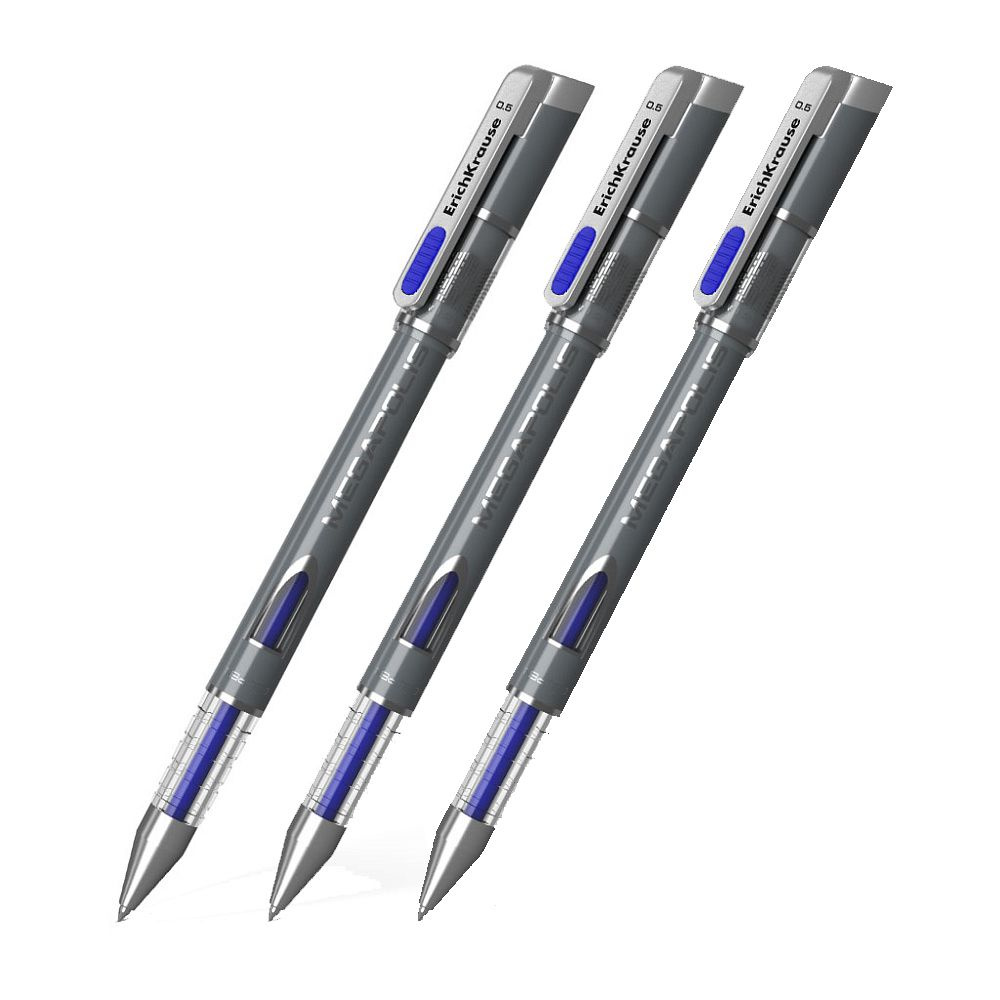 Ручка гелевая 3 шт ERICH KRAUSE "MEGAPOLIS gel" 0,5 мм., синяя #1
