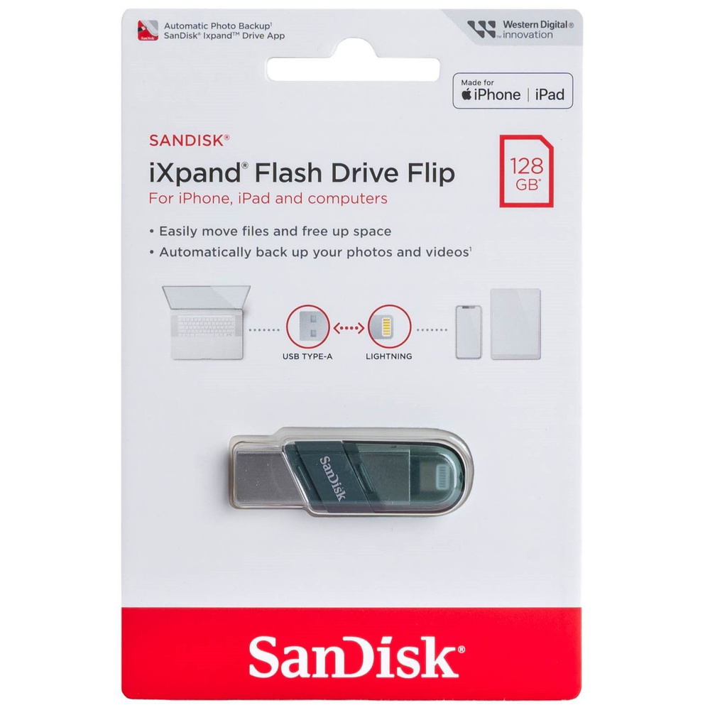 Флеш-накопитель (флэшка) SanDisk 128 ГБ iXpand Flash Drive Flip USB 3.1 для iPhone и iPad  #1