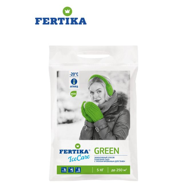 Безопасный противогололедный реагент FERTIKA Фертика IceCare GREEN от гололеда, работает до -20 С, безопасен #1