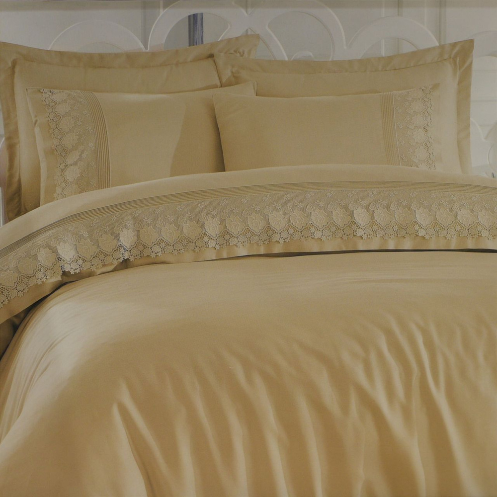 Union Home Комплект постельного белья евро, наволочки 50х70 см, 70х70 см, Сатин, Кружево, А1Б/ Постельное #1