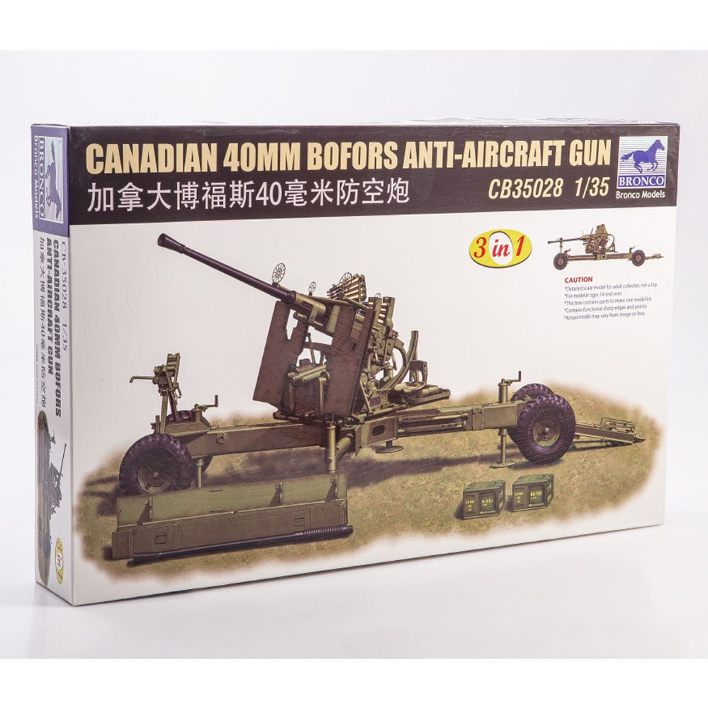 Сборная модель оружия Bronco Models Canadian 40mm Bofors Anti-Aircraft Gun, масштаб 1/35  #1
