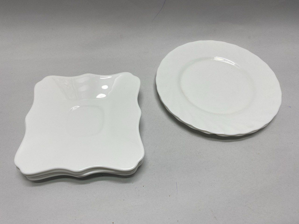 Набор тарелок белое стекло 6 шт #1