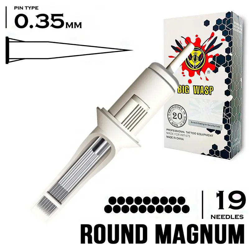 Тату картриджи BIG-WASP WHITE 35/19RM Round Magnum (1219RM) 20шт/уп #1