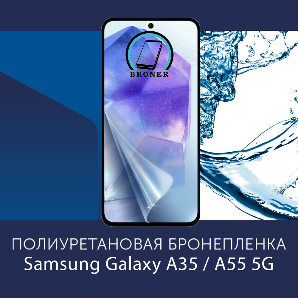 Полиуретановая бронепленка для Samsung Galaxy A35 / A55 / 5G / Защитная плёнка на экран, совместима с #1