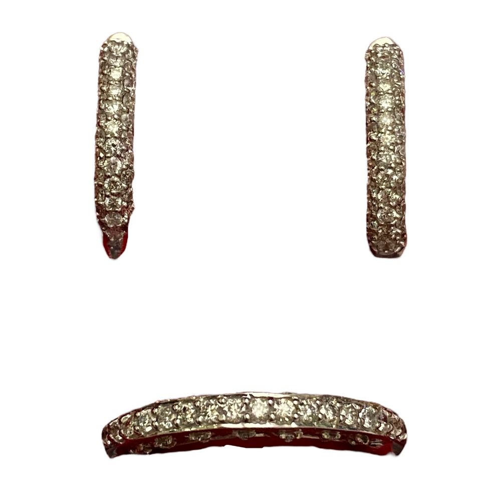 Комплект, золотые серьги и кольцо с бриллиантами, золото 14 К, 2013 г., США  #1