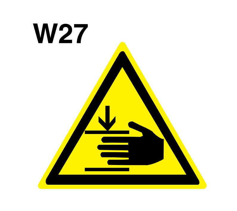 Световозвращающий, треугольный, предупреждающий знак W27 Осторожно. Возможно травмирование рук (самоклеящаяся #1