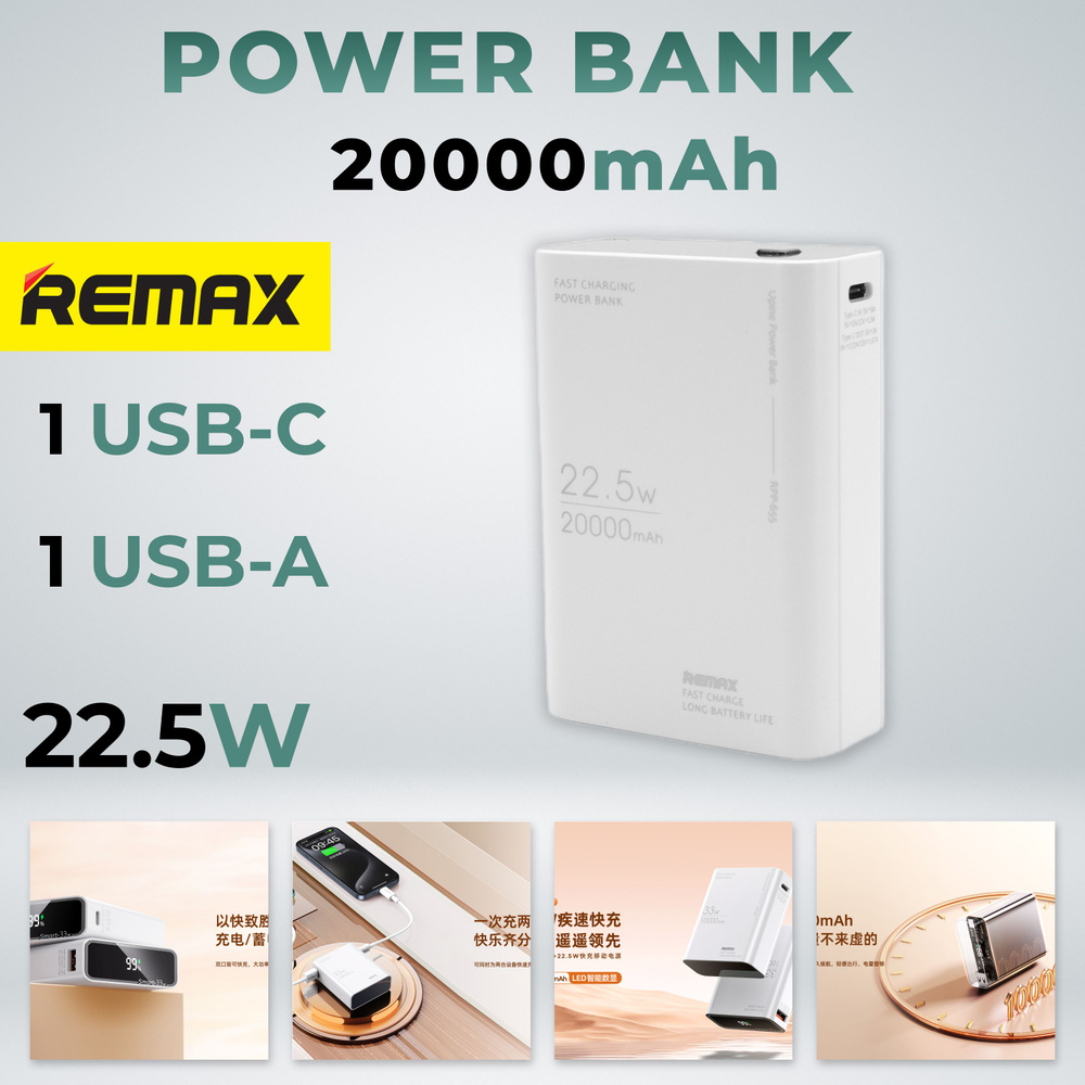 Внешний аккумулятор REMAX Power Bank RPP-655 20000mAh #1