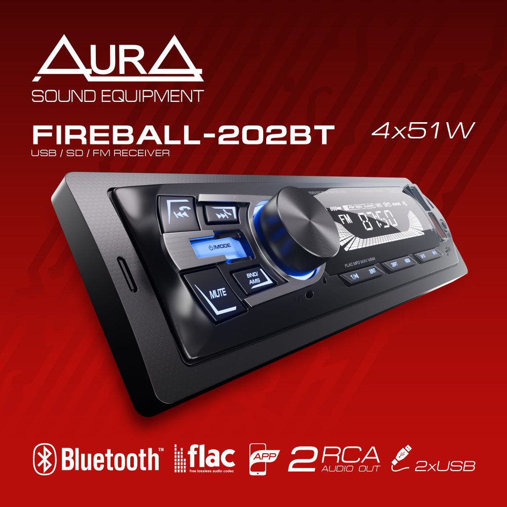 Автомобильный USB/BT ресивер AurA FIREBALL-202BT #1