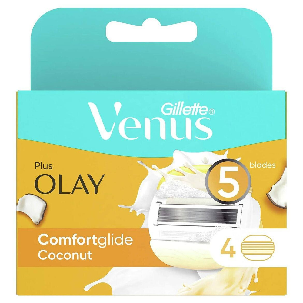 Venus&Olay Comfortglide 4 шт. сменные кассеты для женского бритья, 5 лезвий с мыльными подушечками  #1