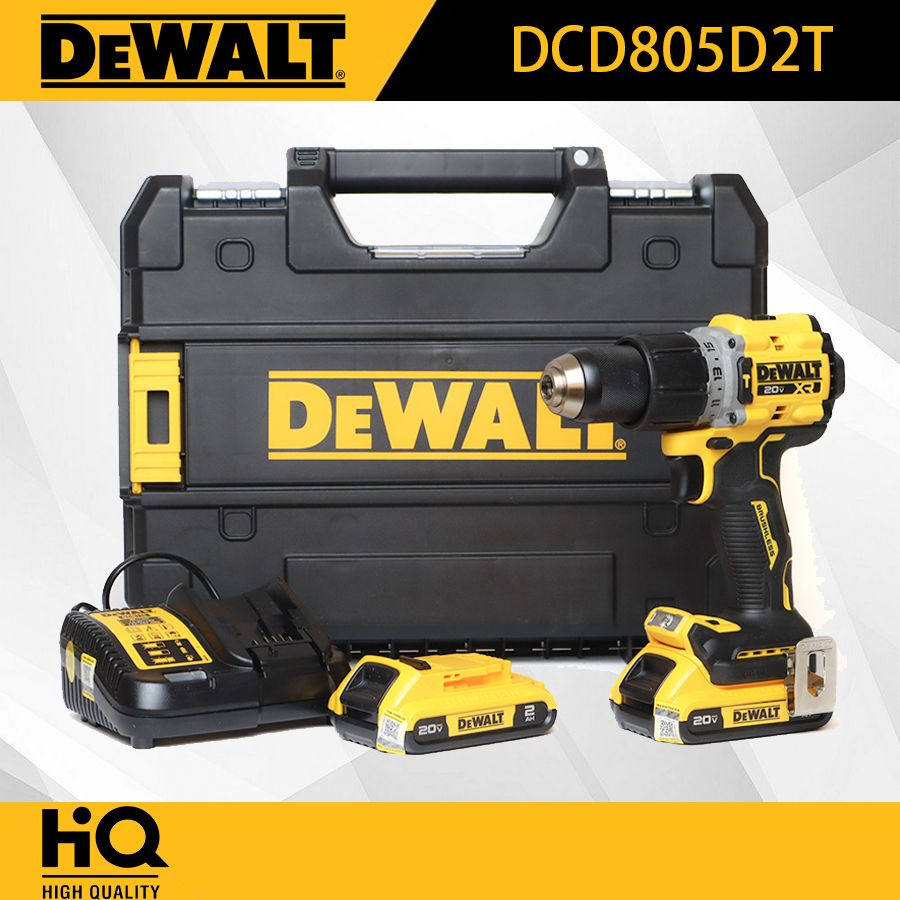 DEWALT Дрель-шуруповерт аккумуляторный бесщеточный ударный, 20 В,(батарея * 2 + зарядное устройство + #1