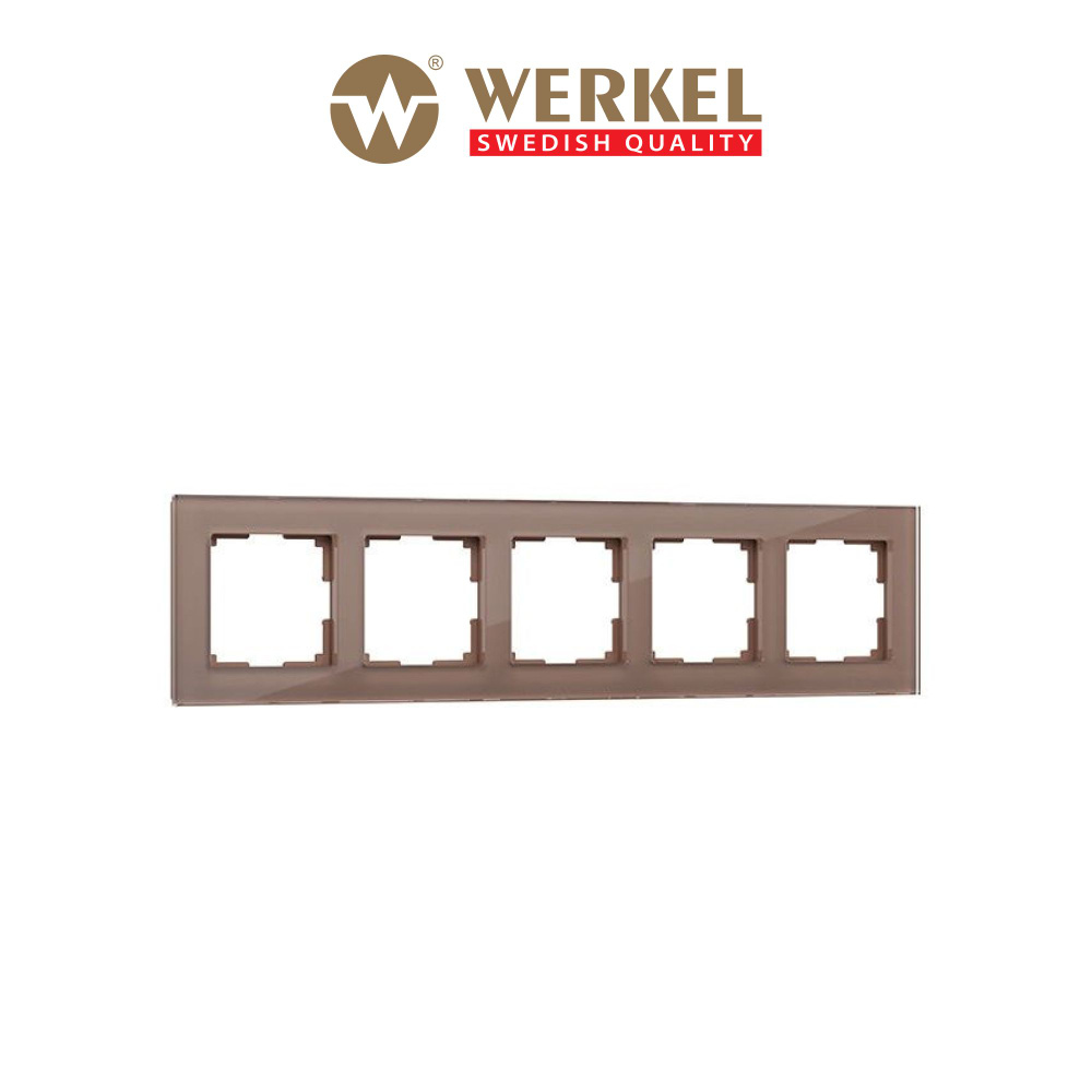 Рамка для выключателей и розеток из стекла на 5 постов Werkel Favorit латте  #1