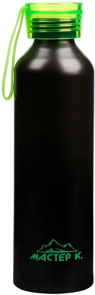 Бутылка для воды многоразовая "Мастер К", 600 мл, 6,6 х 23 см, корпус из алюминия, с подвесом, цвет черный #1