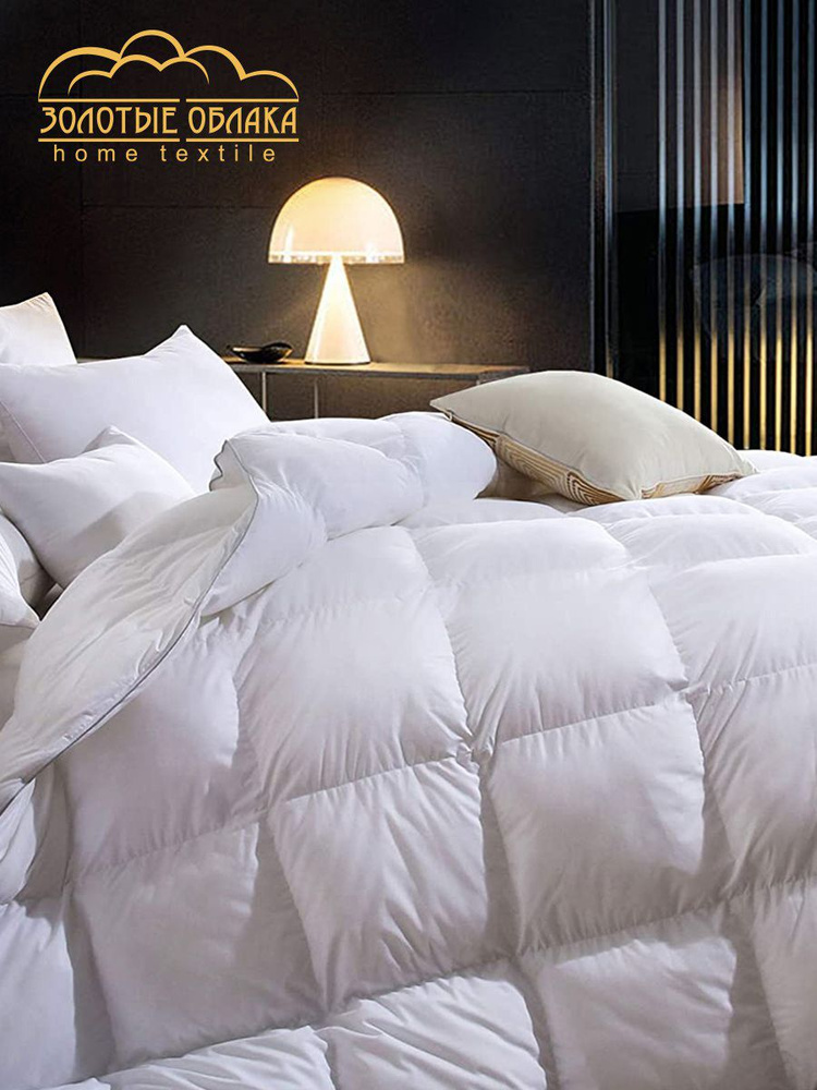 Одеяло Золотые облака "Бамбук" 2-х спальное, 172х205 см / Зимнее, теплое, пышное, стеганое одеяло с гипоаллергенным #1