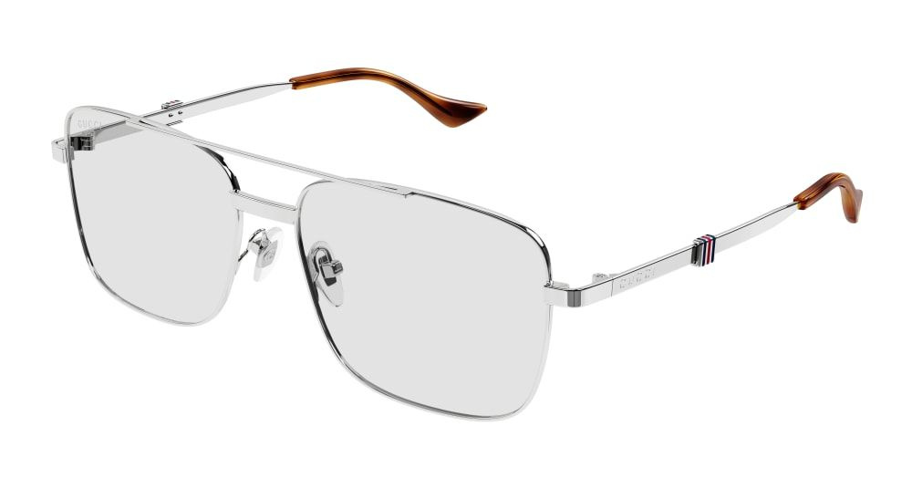 Мужские солнцезащитные очки Gucci GG1441S 005, цвет: серебряный, цвет линзы: серый, авиаторы, металл #1