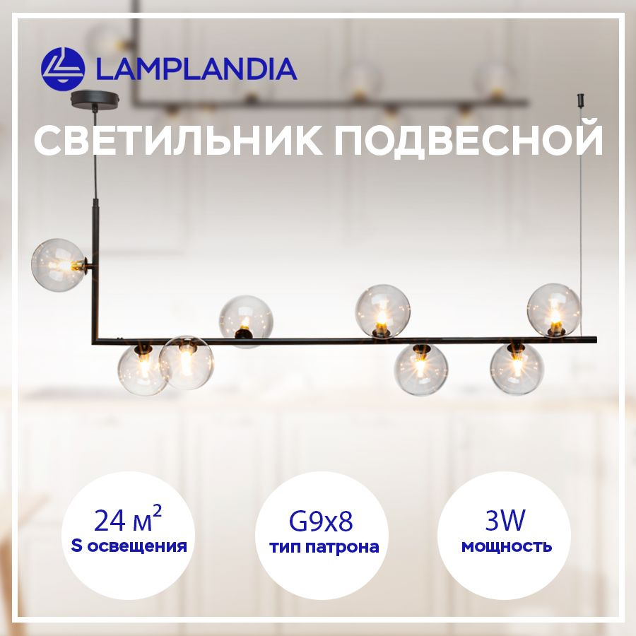 Люстра потолочная подвесная Lamplandia L1251-8 CORNER, черная #1