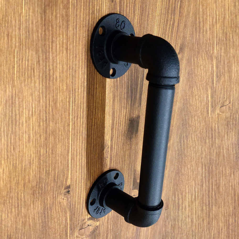 Дверная ручка из водопроводных труб в стиле лофт черная  #1
