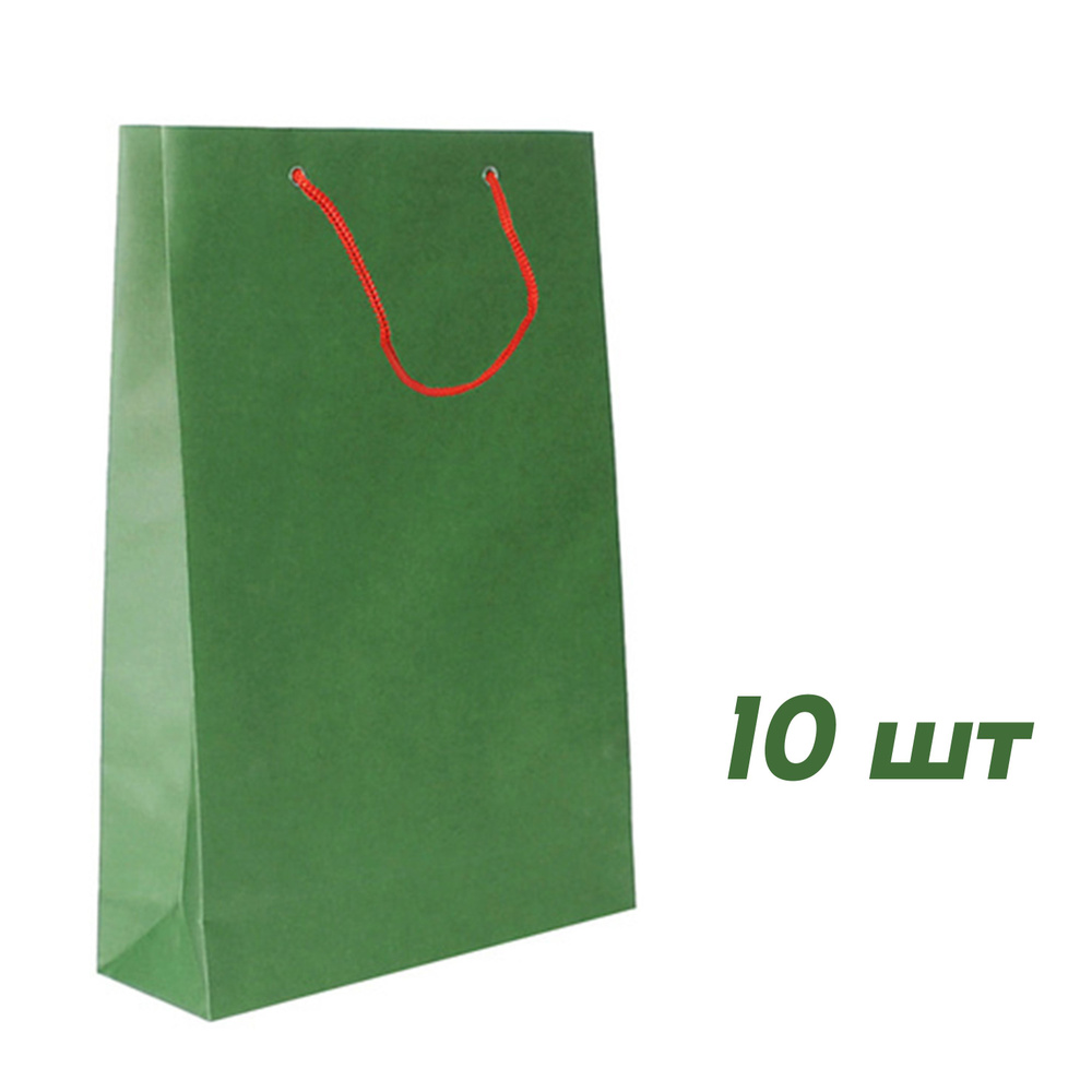 Пакет подарочный из эфалина 10 шт Зеленый, размеры 240х350х80 мм  #1