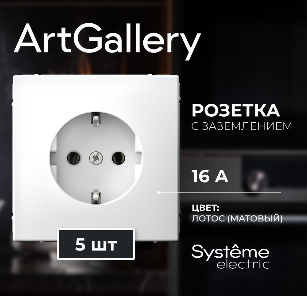 Розетка с заземлением Лотос ArtGallery Systeme Electric GAL001343, 5 шт. #1