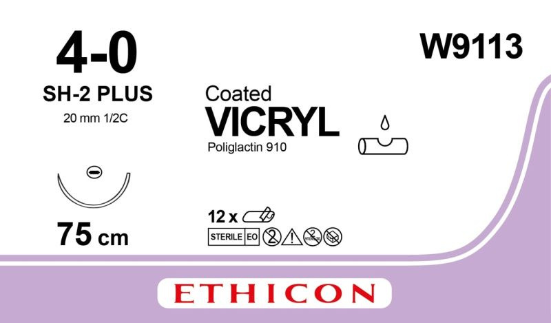 Ethicon Vicryl Хирургическая нить рассасывающ с колющей иглой Викрил 4-0 (M1.5), фиолетовый, 75 см  #1