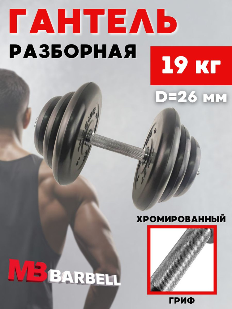 Гантель MB BARBELL Atlet разборная 19 кг с хромированным грифом  #1