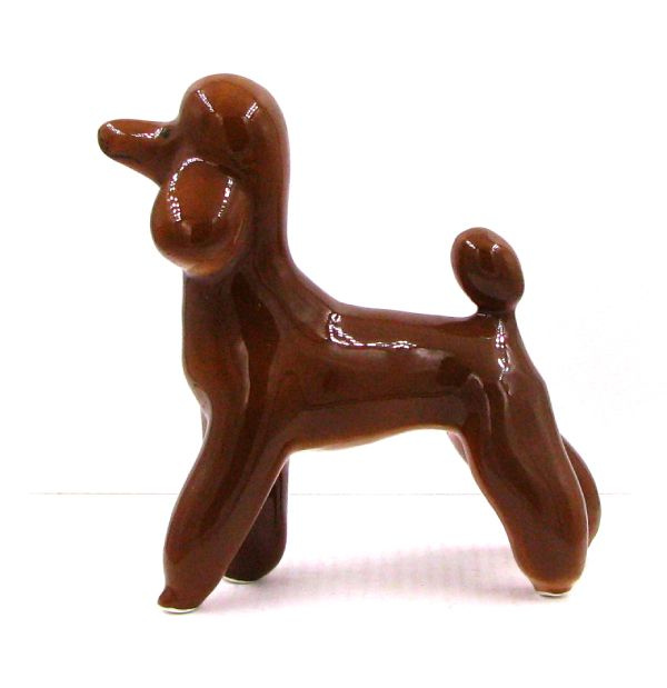 Пудель стоит шоколадный (стриженный) Фарфоровая статуэтка  #1