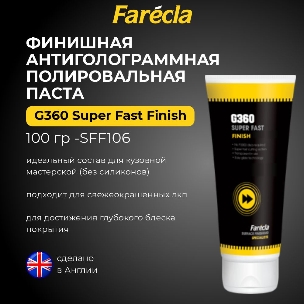 Антиголограммная полировальная паста для авто FARECLA G360 Super Fast Finish 100г  #1