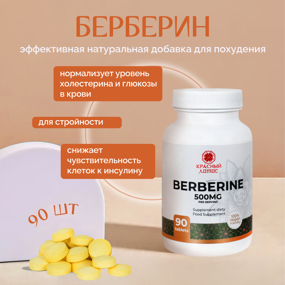 Берберин Berberine 500 мг 90 таблеток Красный лотос - купить с доставкой по  выгодным ценам в интернет-магазине OZON (1314331067)