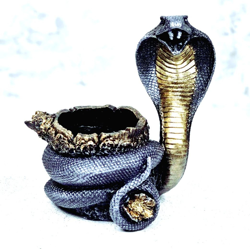 Держатель для бутылок интерьерный "Змея" 17*14*24см, серебро/бронза, материал полистоун.  #1